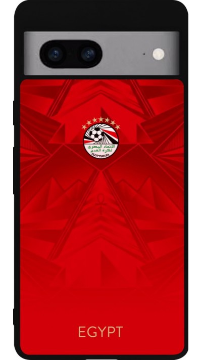 Coque Google Pixel 7a - Silicone rigide noir Maillot de football Égypte 2026 personnalisable