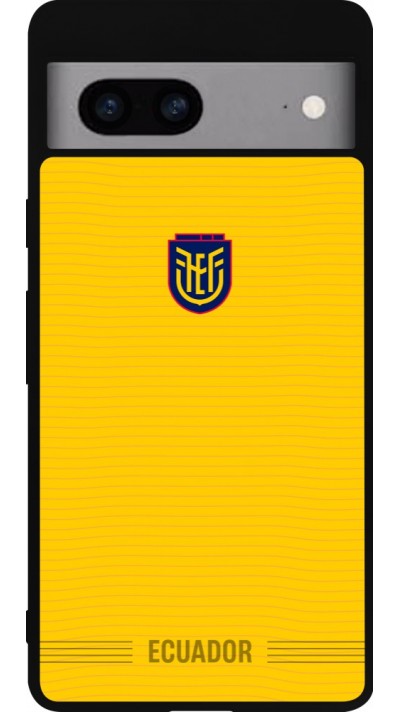 Coque Google Pixel 7a - Silicone rigide noir Maillot de football Équateur 2026 personnalisable