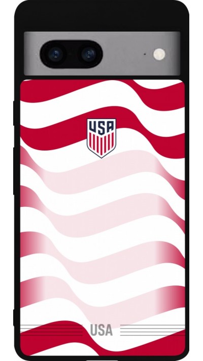 Coque Google Pixel 7a - Silicone rigide noir Maillot de football États-Unis 2026 personnalisable