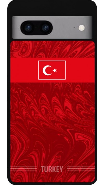 Coque Google Pixel 7a - Silicone rigide noir Maillot de football Turquie 2026 personnalisable