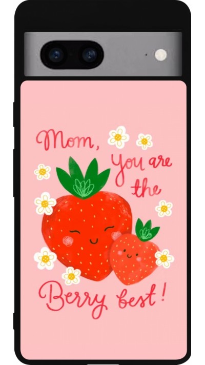 Coque Google Pixel 7a - Silicone rigide noir Mom 2026 Berry best