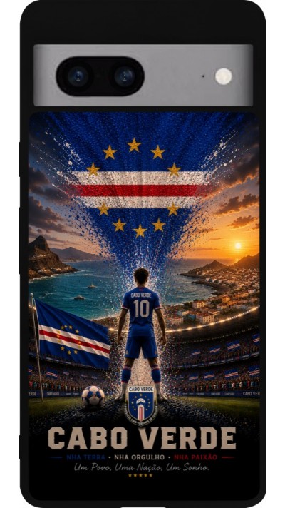 Coque Google Pixel 7a - Silicone rigide noir Football Cap-Vert splash 2026