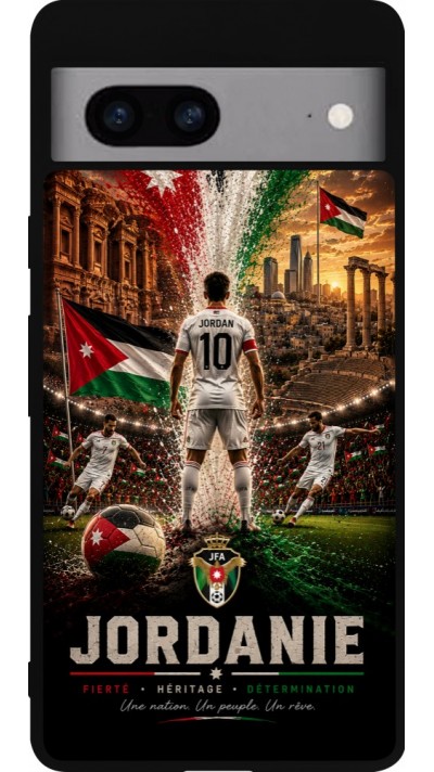 Coque Google Pixel 7a - Silicone rigide noir Football Jordanie splash 2026