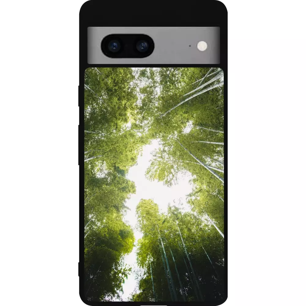 Coque Google Pixel 7a - Silicone rigide noir Spring 23 forest blue sky