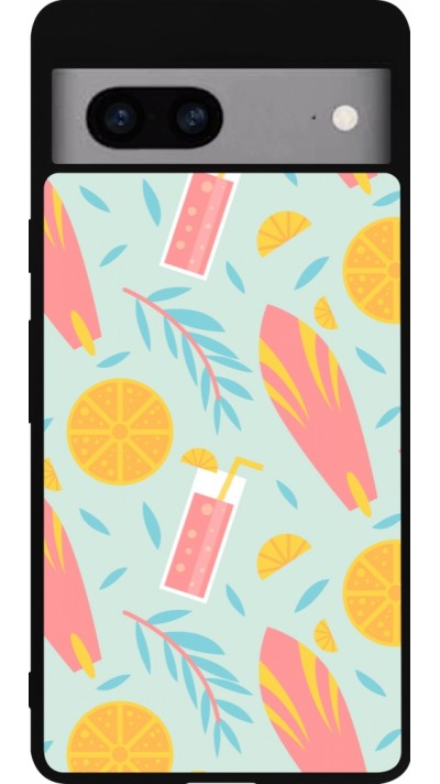 Google Pixel 7a Case Hülle - Silikon schwarz Summer 2025 Pattern citron