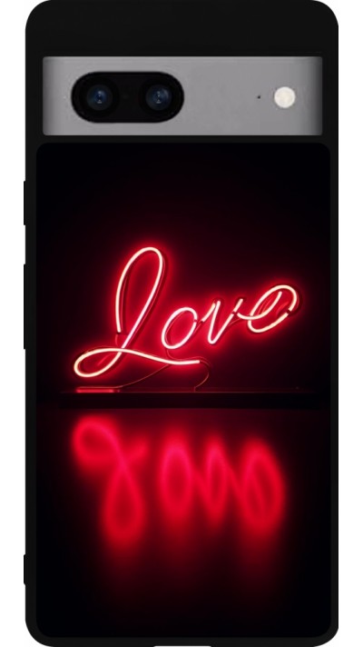 Google Pixel 7a Case Hülle - Silikon schwarz Valentine 2025 Neon Liebe