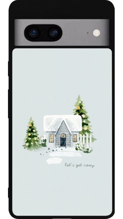Google Pixel 7a Case Hülle - Silikon schwarz Winter 25 Cosy House