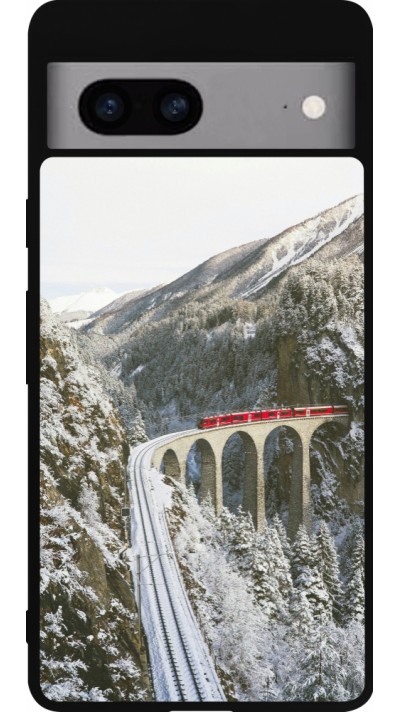 Google Pixel 7a Case Hülle - Silikon schwarz Winter 25 Winter polar express