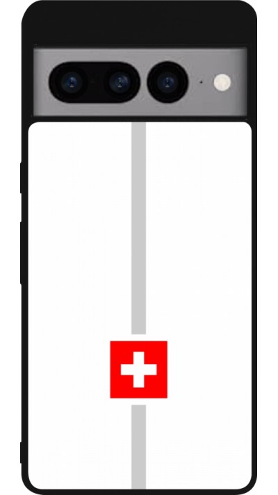 Coque Google Pixel 7 Pro - Silicone rigide noir Canton CH blanc