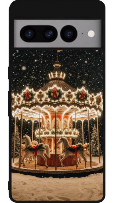 Google Pixel 7 Pro Case Hülle - Silikon schwarz Christmas 25 Carousel