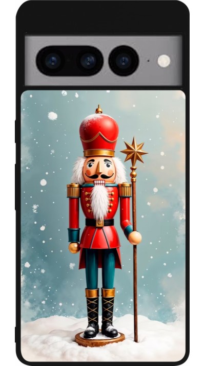 Google Pixel 7 Pro Case Hülle - Silikon schwarz Christmas 25 Nutcracker Snow