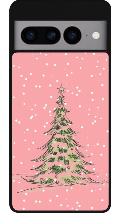 Google Pixel 7 Pro Case Hülle - Silikon schwarz Christmas 25 Pink Tree