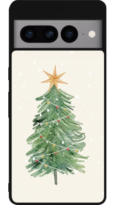 Google Pixel 7 Pro Case Hülle - Silikon schwarz Christmas 25 Sketch Tree