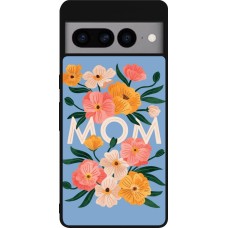 Google Pixel 7 Pro Case Hülle - Silikon schwarz Mom 2026 Flowers