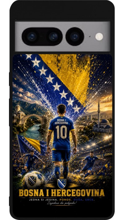 Coque Google Pixel 7 Pro - Silicone rigide noir Football Bosnie-Herzégovine splash 2026
