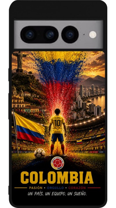 Coque Google Pixel 7 Pro - Silicone rigide noir Football Colombie splash 2026