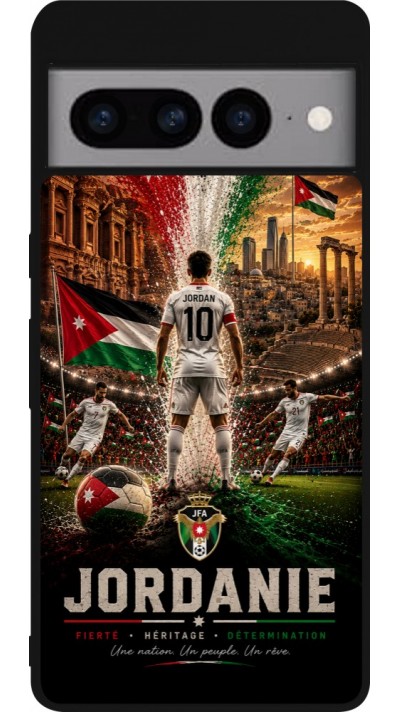 Coque Google Pixel 7 Pro - Silicone rigide noir Football Jordanie splash 2026