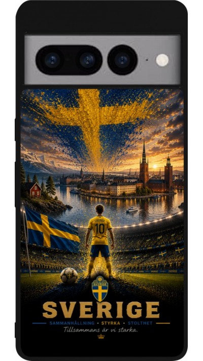 Coque Google Pixel 7 Pro - Silicone rigide noir Football Suède splash 2026