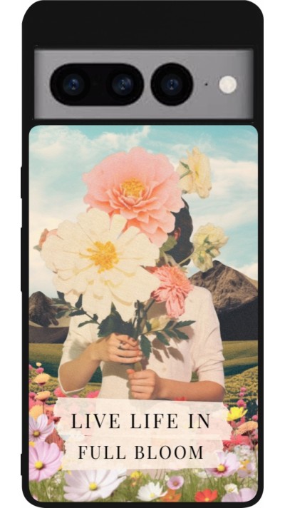 Coque Google Pixel 7 Pro - Silicone rigide noir Live life in full moon Spring 2026