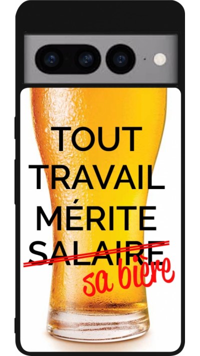 Google Pixel 7 Pro Case Hülle - Silikon schwarz Tout travail mérite sa bière