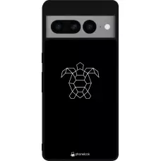 Coque Google Pixel 7 Pro - Silicone rigide noir Turtles lines on black
