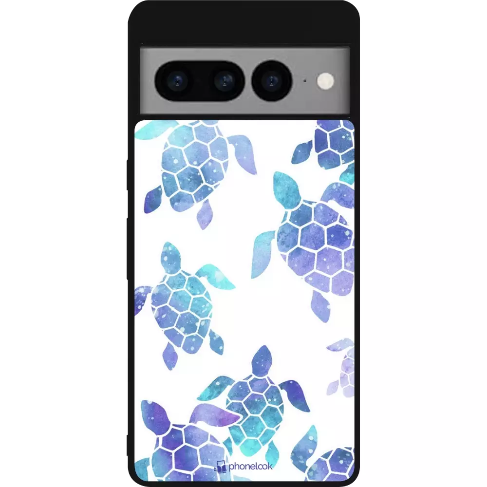 Coque Google Pixel 7 Pro - Silicone rigide noir Turtles pattern watercolor