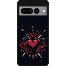 Coque Google Pixel 7 Pro - Silicone rigide noir Valentine 2024 gothic love