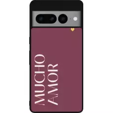 Coque Google Pixel 7 Pro - Silicone rigide noir Valentine 2024 mucho amor rosado
