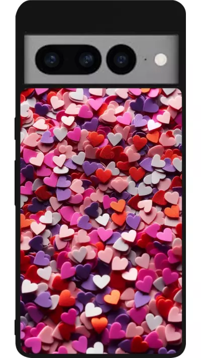 Coque Google Pixel 7 Pro - Silicone rigide noir Valentine 2025 Confetti