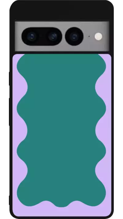 Coque Google Pixel 7 Pro - Silicone rigide noir Wavy Rectangle Green Purple