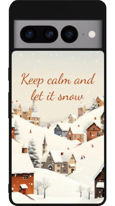 Google Pixel 7 Pro Case Hülle - Silikon schwarz Winter 25 Winter Keep calm and let it snow
