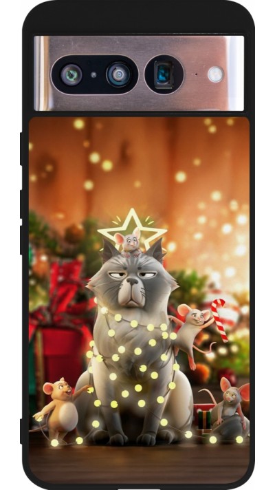 Google Pixel 8 Case Hülle - Silikon schwarz Christmas 25 Xmas Cat