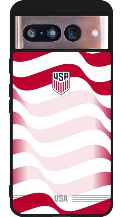 Coque Google Pixel 8 - Silicone rigide noir Maillot de football États-Unis 2026 personnalisable