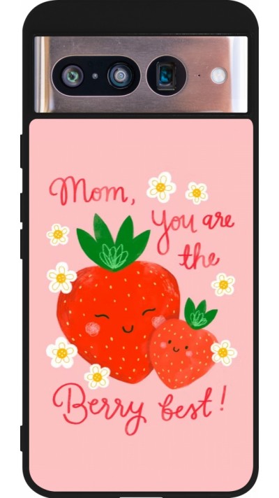 Coque Google Pixel 8 - Silicone rigide noir Mom 2026 Berry best