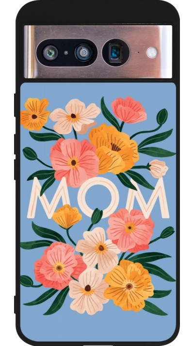 Coque Google Pixel 8 - Silicone rigide noir Mom 2026 Flowers