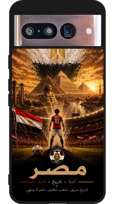 Coque Google Pixel 8 - Silicone rigide noir Football Égypte splash 2026