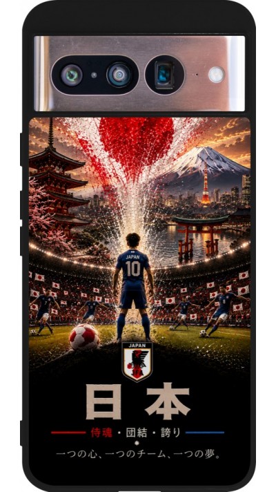 Coque Google Pixel 8 - Silicone rigide noir Football Japon splash 2026