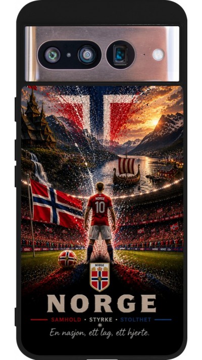Coque Google Pixel 8 - Silicone rigide noir Football Norvège splash 2026