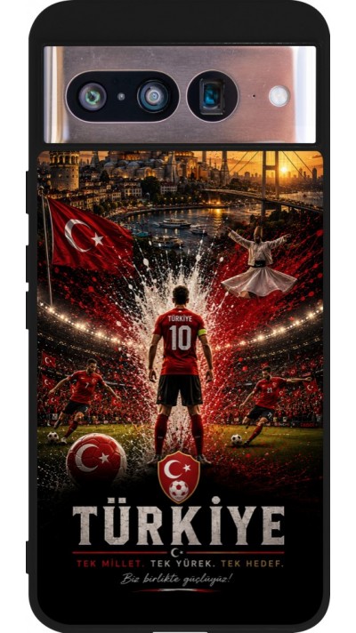 Coque Google Pixel 8 - Silicone rigide noir Football Turquie splash 2026
