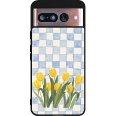 Coque Google Pixel 8 - Silicone rigide noir Blue vichy tulips Spring 2026