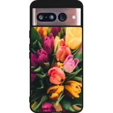 Google Pixel 8 Case Hülle - Silikon schwarz Bouquet of tulips Spring 2026