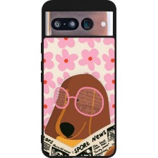Coque Google Pixel 8 - Silicone rigide noir Dog with newspaper Spring 2026