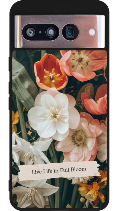Google Pixel 8 Case Hülle - Silikon schwarz Full Bloom Spring 2026