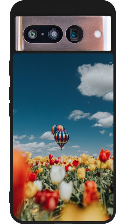 Google Pixel 8 Case Hülle - Silikon schwarz Hot air balloon Spring 2026