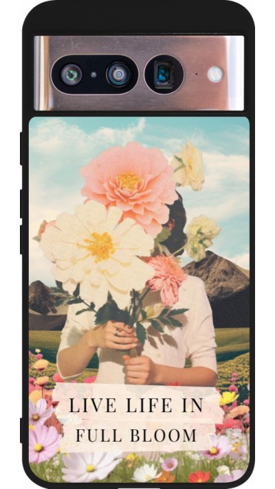 Google Pixel 8 Case Hülle - Silikon schwarz Live life in full moon Spring 2026