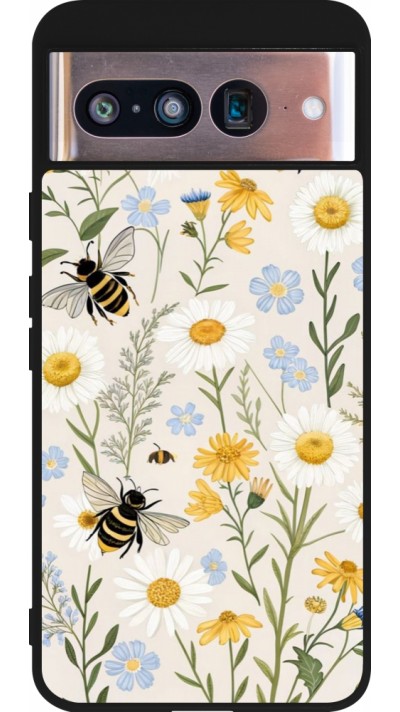 Google Pixel 8 Case Hülle - Silikon schwarz Pattern bees Spring 2026