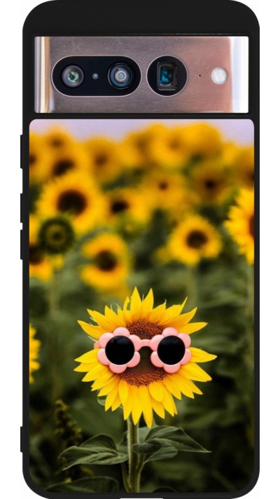 Google Pixel 8 Case Hülle - Silikon schwarz Sunflower with glasses Spring 2026