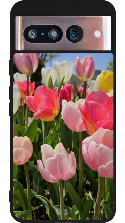 Google Pixel 8 Case Hülle - Silikon schwarz Tulips Spring 2026