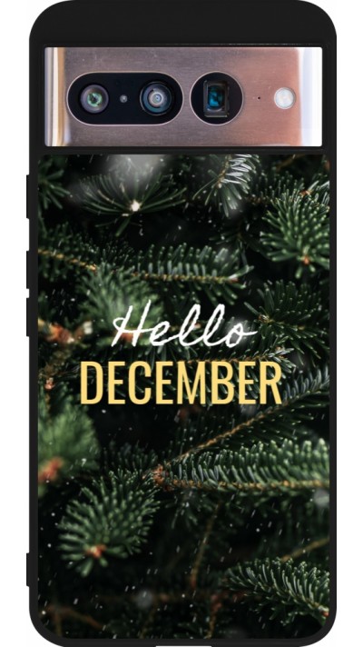 Google Pixel 8 Case Hülle - Silikon schwarz Winter 25 Winter hello december