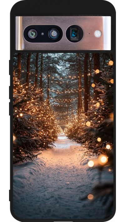 Google Pixel 8 Case Hülle - Silikon schwarz Winter 25 Winter snowy road
